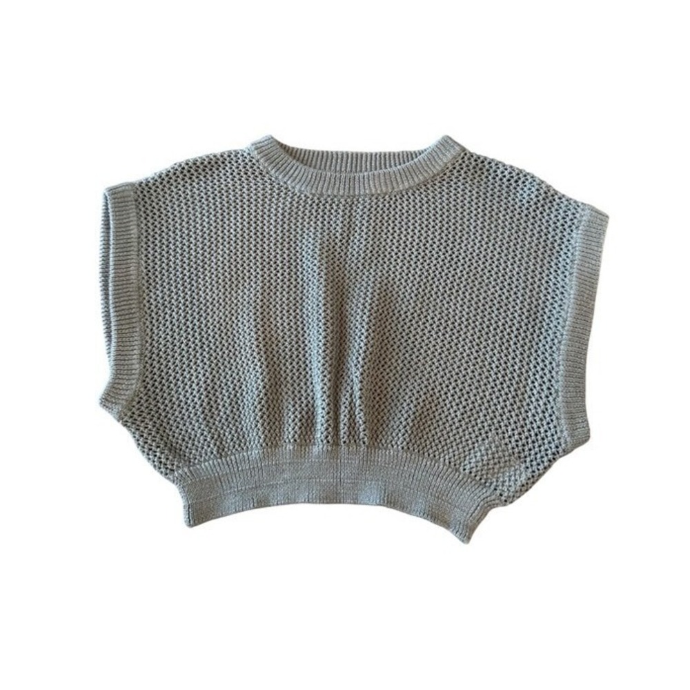 Altar'd State‎ Womens Cropped Sweater Vest Open Knit Sage Green Pullover Small